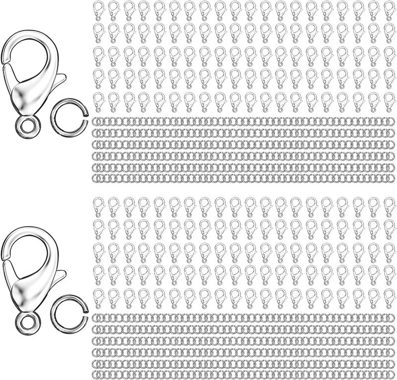 MKCYD 700Pcs Lobster Claw Clasps and Open Jump Rings Set, 14K Gold and Silver Necklace Clasps and Closures Lobster Parrot Trigger Clasp for Jewelry Making - Image 1